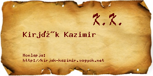 Kirják Kazimir névjegykártya